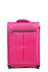 Pink suitcase isolated on white background