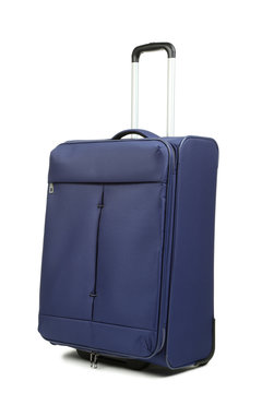 Blue suitcase isolated on white background