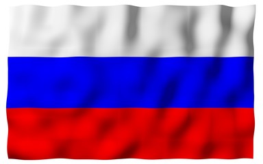 Waving flag of the Russian Federation. The National. State symbol of the Russia. 3D illustration
