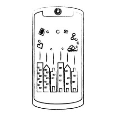 smartphone device with a game on screen over white background, vector illustration