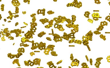 Digital currency symbol Bitcoin on a white background. Fall of bitcoin. Cryptocurrency graph on virtual screen. Business, Finance and technology concept. 3D illustration