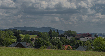 Roprachtice village in summer cloudy day