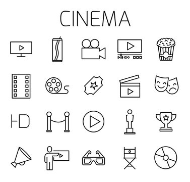 Cinema related vector icon set.