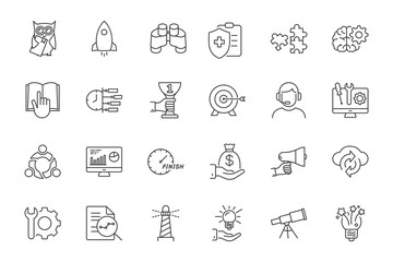 line startup icons set on white background