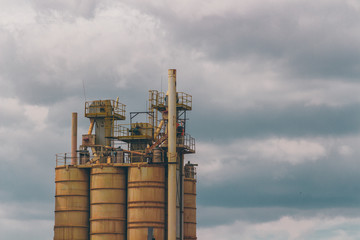 Factory and waterfront in the evening
