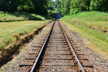 Fototapeta premium An empty railway line in West Sussex 