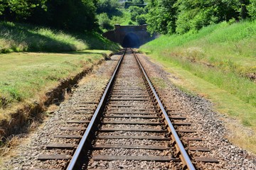 Fototapeta premium An empty railway line in West Sussex 