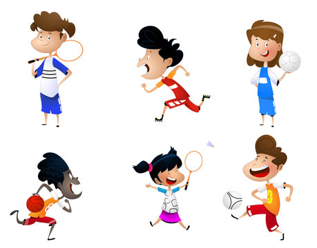sport for kids including football, badminton, volleyball