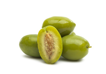 green large olives isolated
