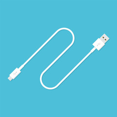 USB Micro cable. Smartphone recharge supply. Flat design style