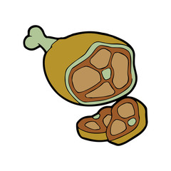 Meat cartoon illustration isolated on white background for children color book