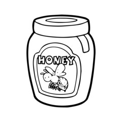 Bottle of Honey cartoon illustration isolated on white background for children color book