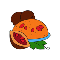 Food for Lunar New Year cartoon illustration isolated on white background for children color book