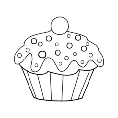 Cupcake cartoon illustration isolated on white background for children color book