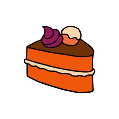 Cake cartoon illustration isolated on white background for children color book