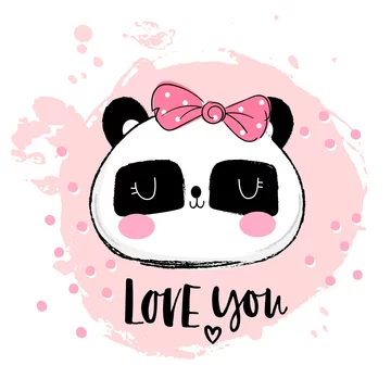 Cute Panda Bear Funny Head Face Pink Cheeks Kawaii Cartoon Character Happy  Valentines Day Baby Greeting Card Template Notebook Cover Tshirt Violet  Background Flat Design Stock Illustration - Download Image Now - iStock