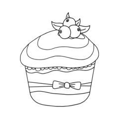 Cupcake cartoon illustration isolated on white background for children color book