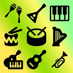 Vector icon set  about music instruments with 9 icons related to art, band, creative, background and decoration