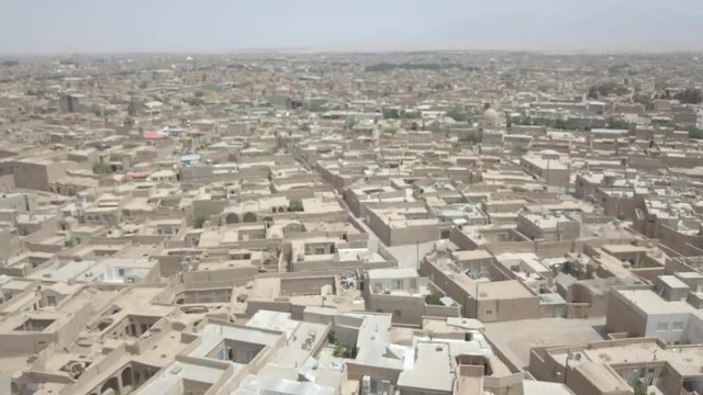 Aerial drone panoramic view of Yazd. Iran, 2018 may 