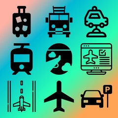 Vector icon set  about transport with 9 icons related to water, protection, wheel, red and fly