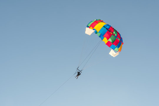 Skydiver on the sky background