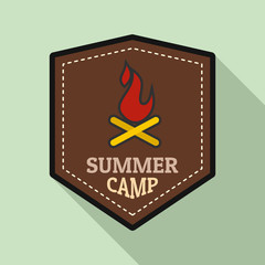 Summer fire camp logo. Flat illustration of summer fire camp vector logo for web design