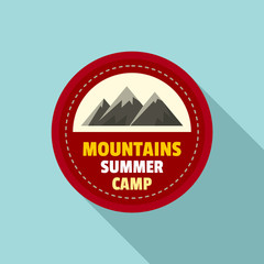 Mountains summer camp logo. Flat illustration of mountains summer camp vector logo for web design