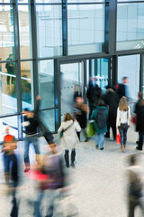 Group of People Walking in Shopping Centre, Motion Blur