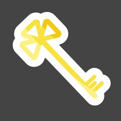 Vector icon of a key. Vector flat illustration colored sticker. Layers grouped for easy editing illustration. For your design.