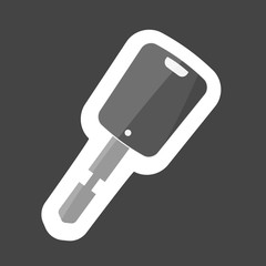 Vector icon car key with a keychain. Vector flat illustration colored sticker. Layers grouped for easy editing illustration. For your design.