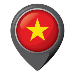 Icon representing location pin with flag of Vietnam. Ideal for catalogs of institutional materials and geography