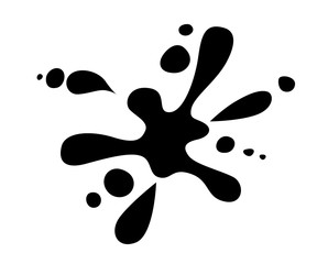 Black silhouette. Water splash. Top view. Flat vector illustration. Isolated on white background