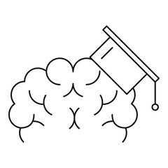 Brain graduated icon. Outline brain graduated vector icon for web design isolated on white background