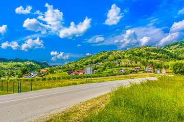 Zagorje idyllic scenery landscape. / Scenic view at marble landscape in Northern Croatia, Zagorje hills.
