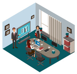 Typical working day in the office. Vector illustration.
