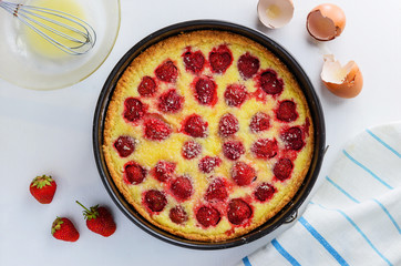 Homemade strawberry pie with coconut chips