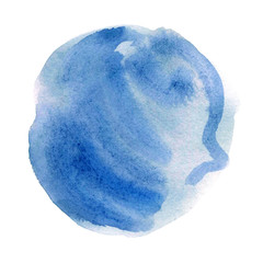 Blue watercolor hand-painted circle, minimalistic illustration