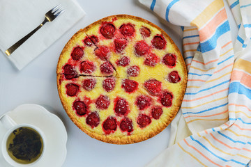 Homemade strawberry pie with coconut chips