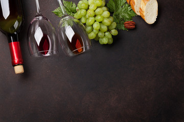 Wine, grape and bread