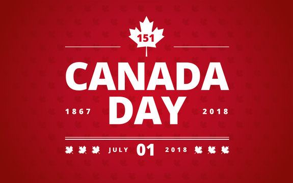 Canada Day greeting card red background - Canada Day typography design, Canada maple leaf vector