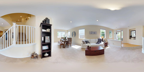 3d illustration spherical 360 degrees, a seamless panorama of home interior.