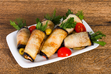Eggplant roll with cheese