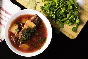 Beetroot soup. Healty traditional nutrition