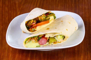 Tortilia with saucage
