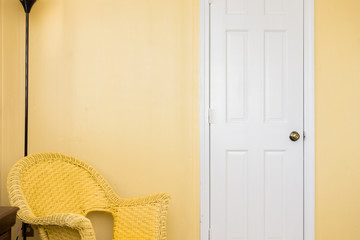 Yellow corner nook; empty wall space