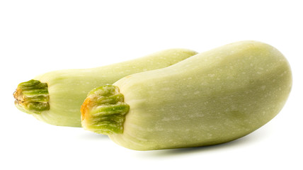 Two zucchini on a white background. Isolated vegetables.