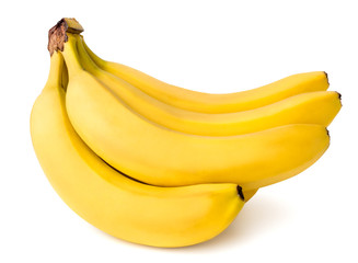 Ripe bananas isolated on a white background.