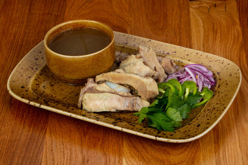 Traditional caucasian soup Hashlama