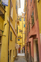 Fototapeta na wymiar Typical Narrow Italian Streets at Picturesque Town Lerici Liguri