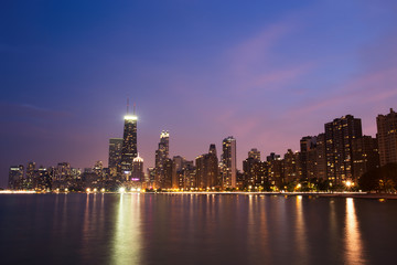Obraz premium Chicago Skyline Panorama at Dusk